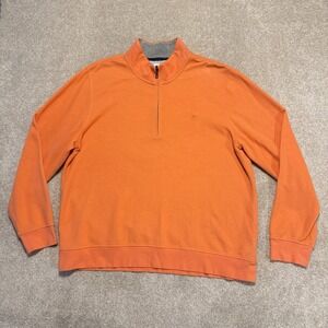 Brooks Brothers Men's 1/4 Zip Sweater Size XXL Coral Pullover Cotton Blend 2Xl